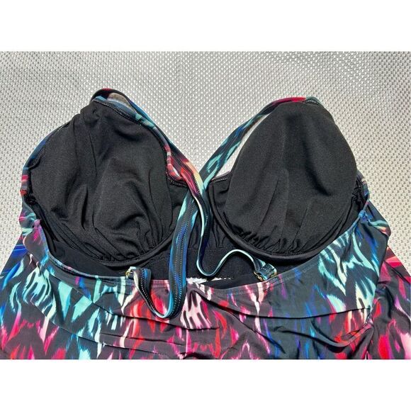 Swimsuits for all size 22 multi-colored print tankini top plus size - Picture 4 of 5